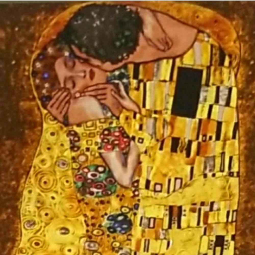 Gustav Klimt's "The Kiss" stained glass